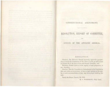 Constitutional Amendment: Resolution, Report Of Committee And Opinion ...